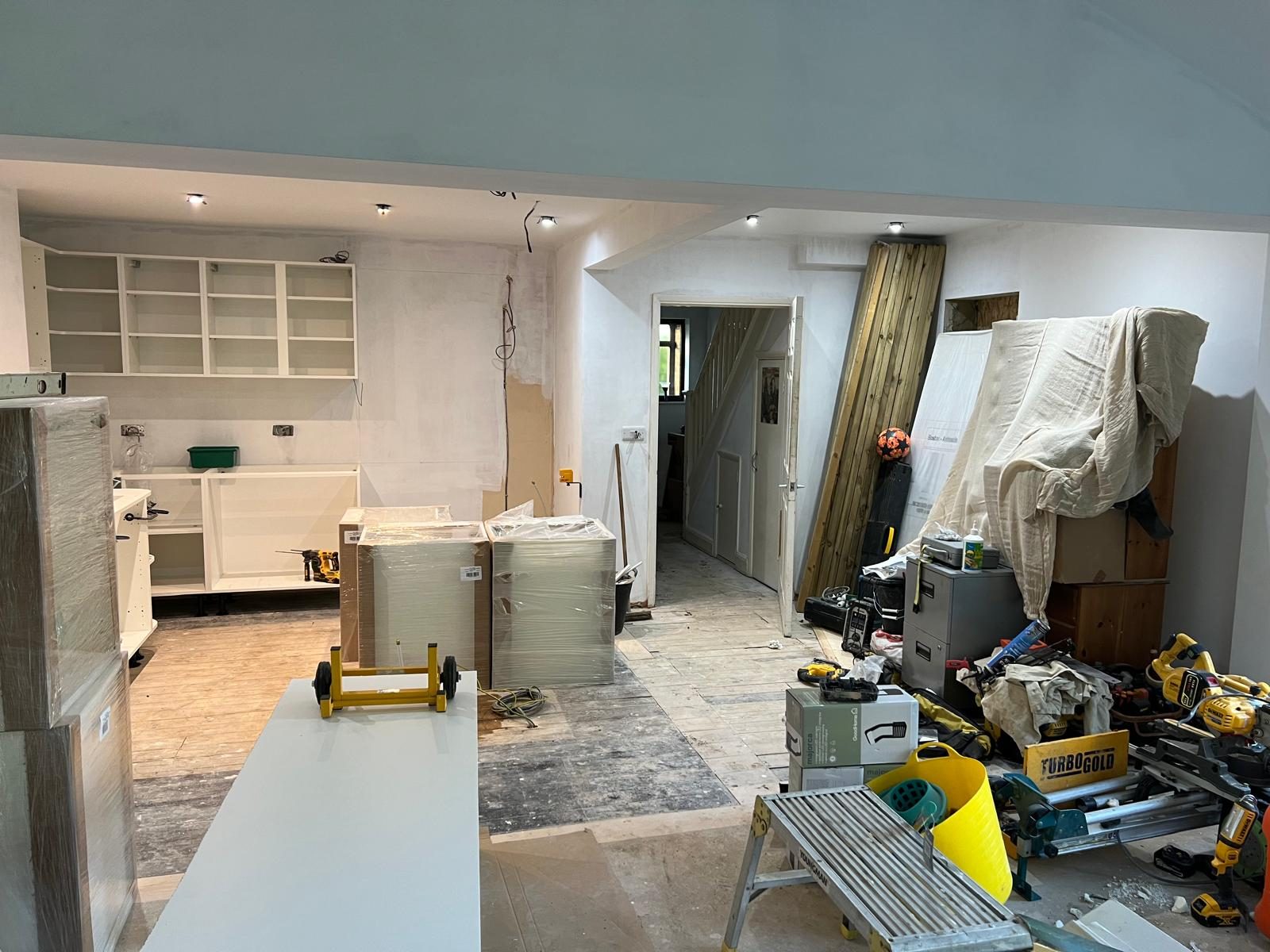 A kitchen stripped back ready for the refit