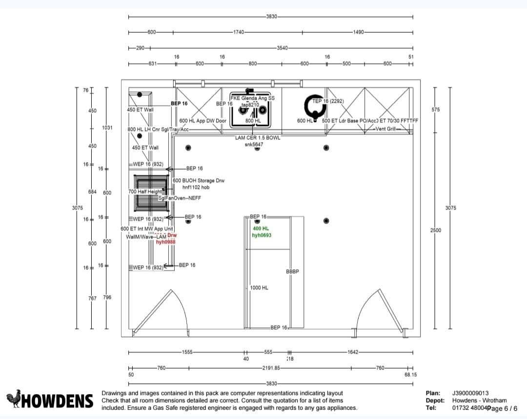 The Howdens kitchen plan