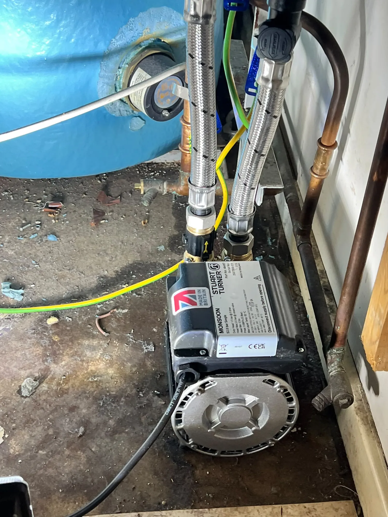 The brand-new Stuart Turner Monsoon S2.0 shower pump Graham fitted